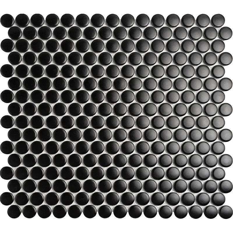 Penny Round Black Glossy Porcelain Tile Mosaic - Tilevanity.com